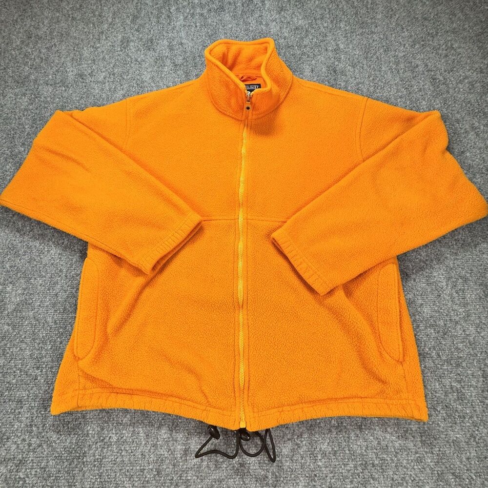 Vintage Lands End Fleece Jacket M USA Golden Yellow Orange Full Zip Mens